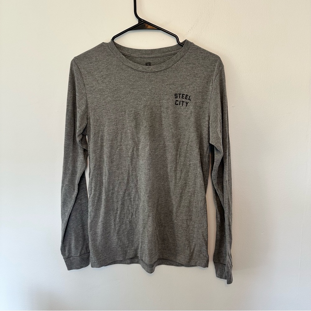 Steel City Brand Pittsburgh Grey Long Sleeve Graphic Tee Size Small S